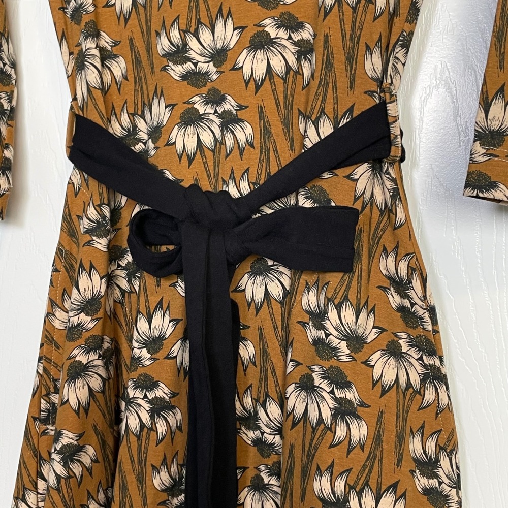Effie's Heart Colette Susan Dress Sz Small Mustard Floral Tie Waist NWT - Picture 10 of 16